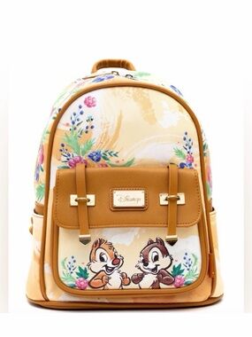 NWT Wondapop Disney Chip 'n' Dale Floral Mini Vegan Leather Backpack